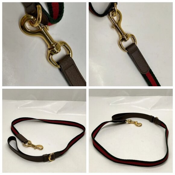 Gucci Dog Leash and Collar Sherry Line Red Canvas 526-071525 - Picture 11 of 15